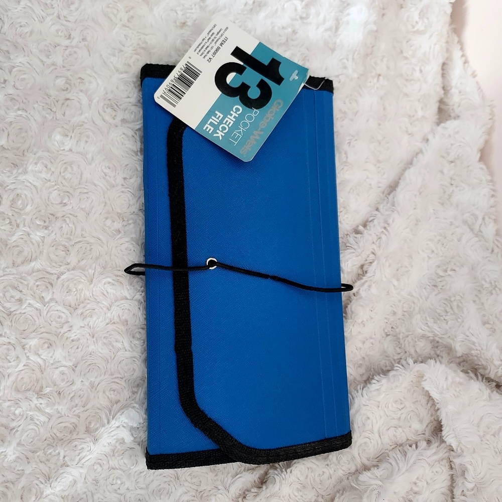 Blue Pocket check coupon divided file Organization Recipes Receipts